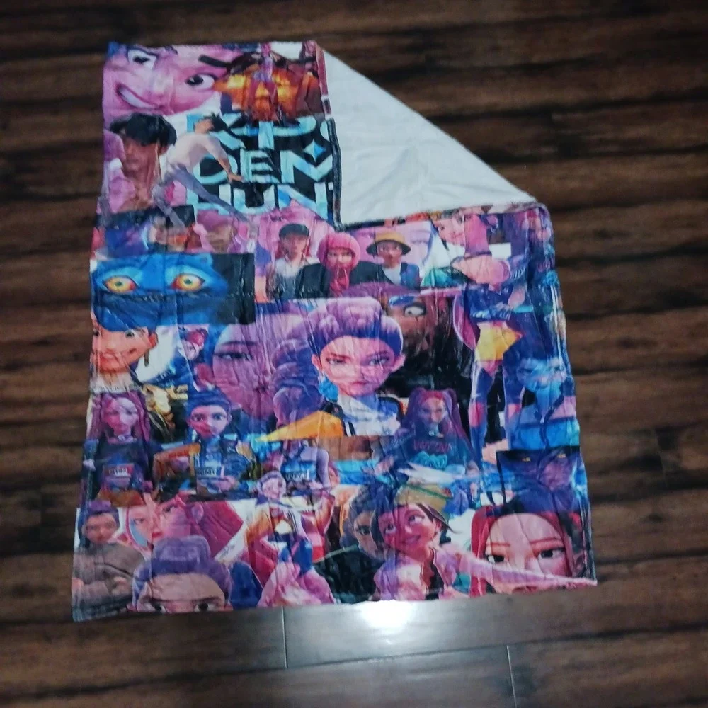 K-Pop Demon Hunters Netflix Animated Movie Collage Fleece Throw Blanket 50x40